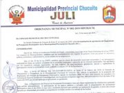 Ordenanza Municipal N° 002-2019-MPCHJ/CM.