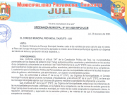 Ordenanza Municipal N° 001-2020-MPCHJ/CM