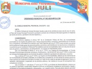 Ordenanza Municipal N° 002-2020-MPCHJ/CM