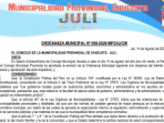 Ordenanza Municipal N°006-2020-MPCHJ/CM