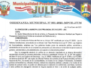 ORDENANZA MUNIPCIPAL N° 001-2021-MPCH-J/CM