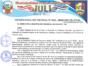 Ordenanza Municipal Nro 012-2020-MPCH