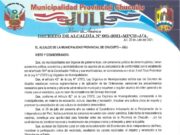 DECRETO DE ALCALDIA Nº 001-2021-MPCH-J/A.