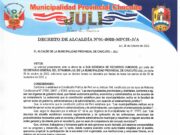 DECRETO DE ALCALDÍA N°001-2022MPCHJ/A