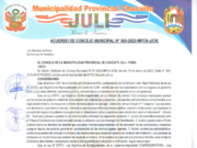 Acuerdo de Concejo Municipal N° 0003-2023-MPCH-J/CM