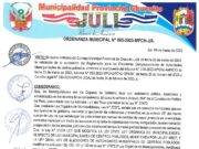ORDENANZA MUNICIPAL N° 005-2023-MPCH-J/A.