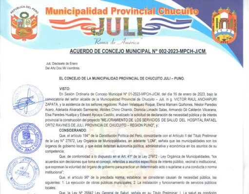 RESOLUCIÓN DE ALCALDIA N° 0132-2023-MPCH-J/A.