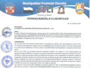 ORDENANZA MUNICIPAL N°011-2023-MPCH-J/CM