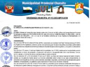 ORDENANZA MUNICIPAL Nº 012-2023-MPCHJ/GM
