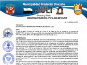 ORDENANZA MUNICIPAL N° 013 – 2023- MPCH-J/CM