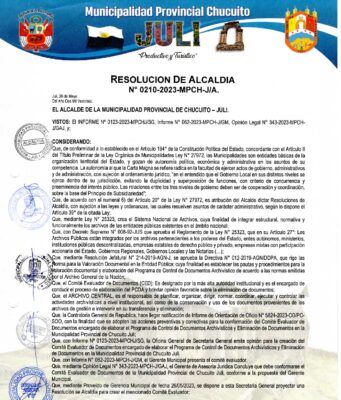 Resolución de Alcaldía Nº 0210 – 2023 – MPCH-J/A