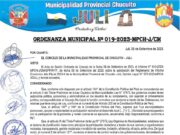 ORDENANZA MUNICIPAL N° 019-2023-MPCH-J/CM