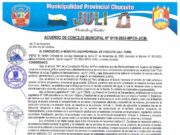 ACUERDO DE CONCEJO MUNICIPAL N°0118-2023-MPCH-J/CM.