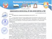 ORDENANZA MUNICIPAL N° 024-2023-MPCH-J/CM