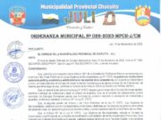 ORDENANZA MUNICIPAL N° 026-2023-MPCH-J/CM