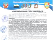 DECRETO DE ALCALDÍA N° 002- 2024-MPCH-J/A.