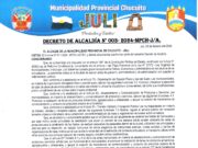 DECRETO DE ALCALDÍA N° 003- 2024-MPCH-J/A.