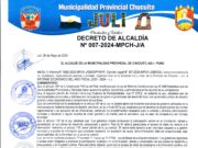 Decreto de Alcaldía N.° 007-2024-MPCH-J/A