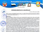 ORDENANZA MUNICIPAL N°031-2024-MPCHJ/CM