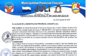 Ordenanza Municipal N.° 007-2025-MPCH-J/CM