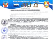 Ordenanza Municipal N.° 008-2025-MPCHJ/CM