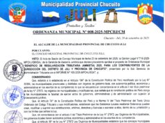 Ordenanza Municipal N.° 008-2025-MPCHJ/CM