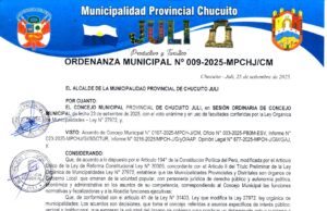 ORDENANZA MUNICIPAL Nº009-2025-MPCH-J/CM