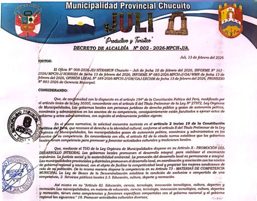 Decreto de Alcaldía N°002-2026-MPCH-J-A
