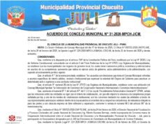 ACUERDO DE CONCEJO MUNICIPAL N° 31-2026-MPCH-J/CM.