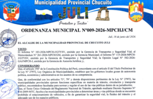 Ordenanza Municipal N.° 009-2026-MPCH-J/CM