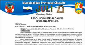RESOLUCION DE ALCALDIA N° 589-2026-MPCH-J/A