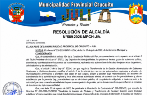 RESOLUCION DE ALCALDIA N° 589-2026-MPCH-J/A