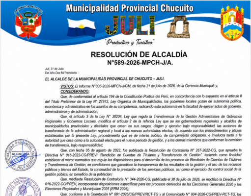 RESOLUCION DE ALCALDIA N° 589-2026-MPCH-J/A