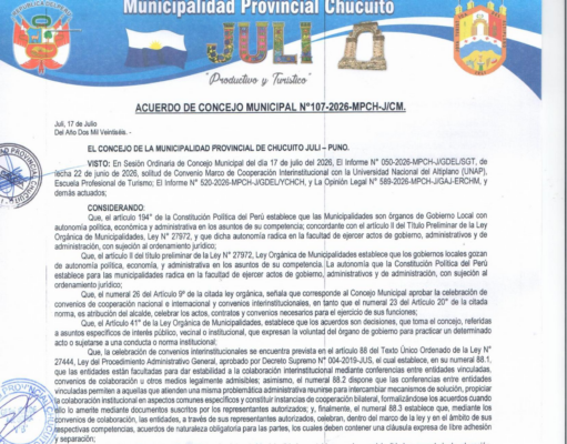 Acuerdo de Concejo Municipal N° 107-2026-MPCH-J/CM