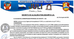 DECRETO DE ALCALDÍA N.° 006-2026-MPCH-J/A