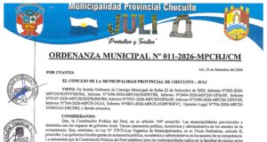 ORDENANZA MUNICIPAL N° 011-2026-MPCHJ/CM.
