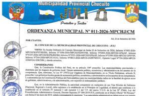 ORDENANZA MUNICIPAL N° 011-2026-MPCHJ/CM.