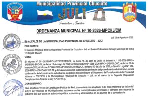 ORDENANZA MUNICIPAL N° 10-2026-MPCHJ/CM