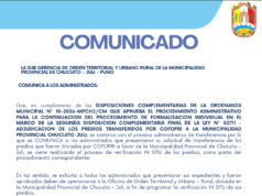COMUNICADO SOBRE LA CONTINUACIÓN DEL PROCEDIMIENTO DE FORMALIZACIÓN INDIVIDUAL DE PREDIOS TRANSFERIDOS POR COFOPRI